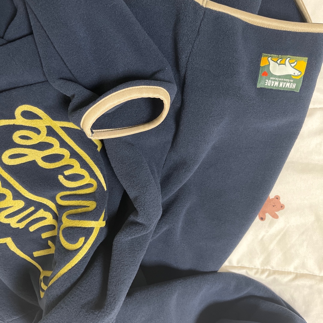 Human Made Fleece Half-Zip Pullover Navy 착용 스타일