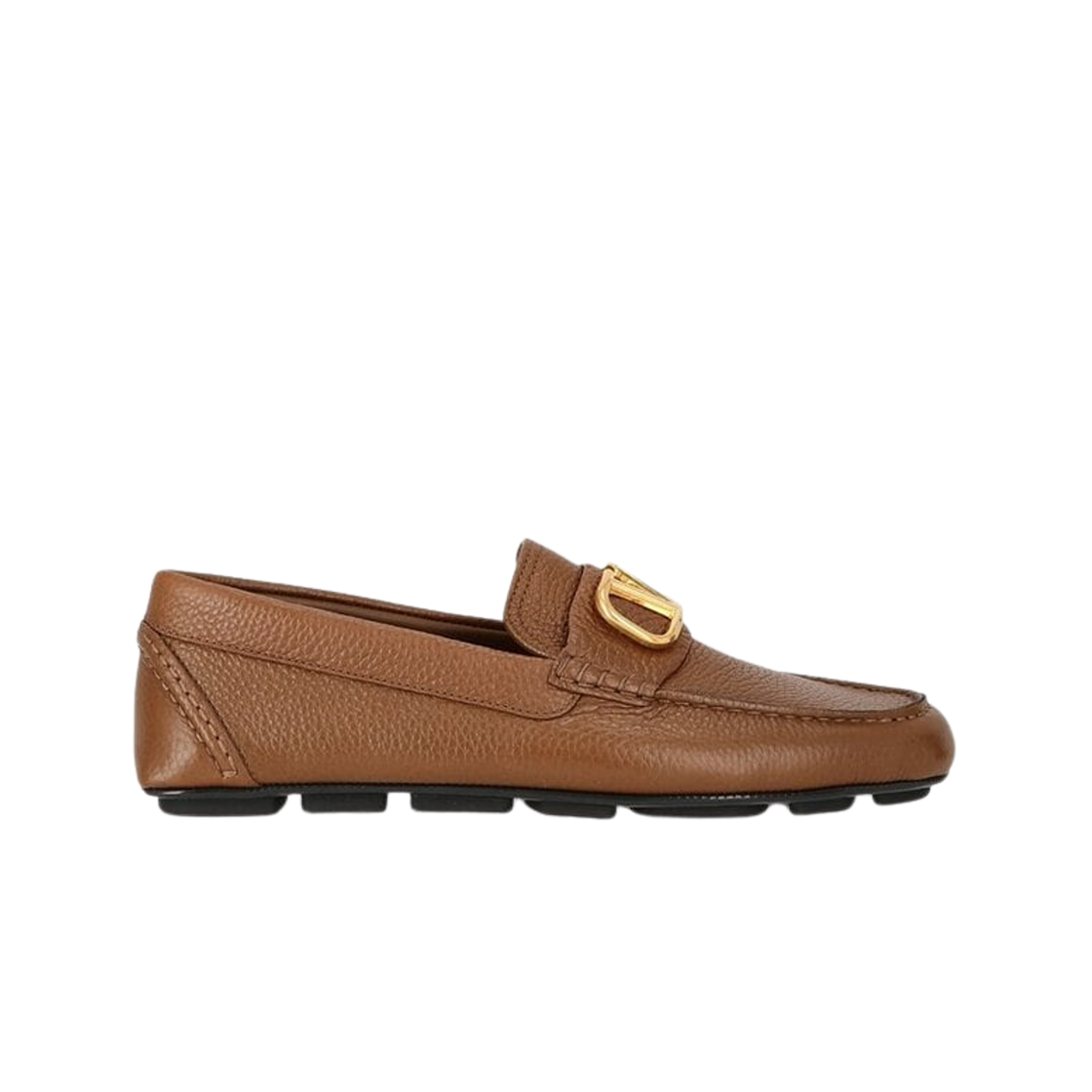 S0G30YSTL94 Valentino Leather Gommino Logo Loafers Brown