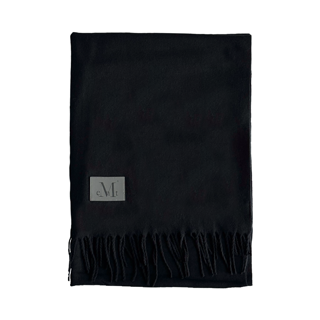무센트 시그니처 머플러 차콜 레더 패치 롱 블랙(MUCENT Signature Muffler Charcoal Leather Patch Long Black) - 2