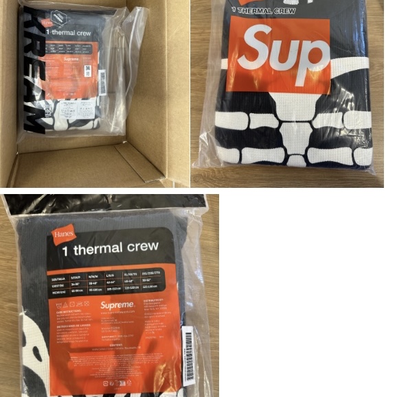Supreme Hanes Bones Thermal Crew Black (1 Pack) 착용 스타일 - 2