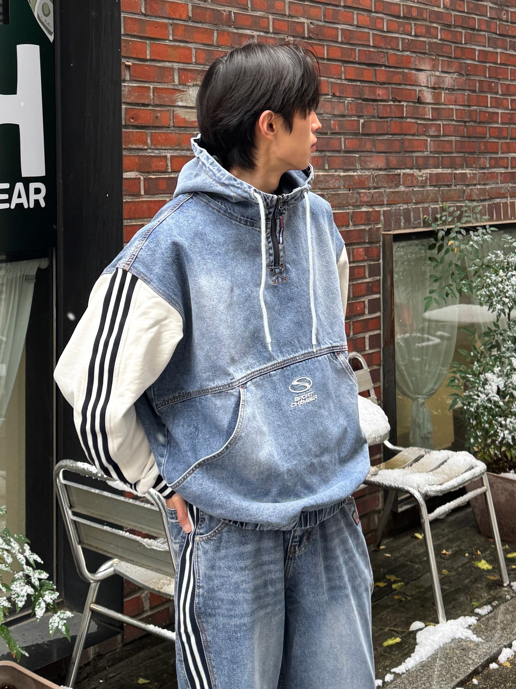 SPORT CHAMBER SC Track Denim Anorak Blue, SPORT CHAMBER SC Track Denim Pants Blue 착용 스타일 - 2