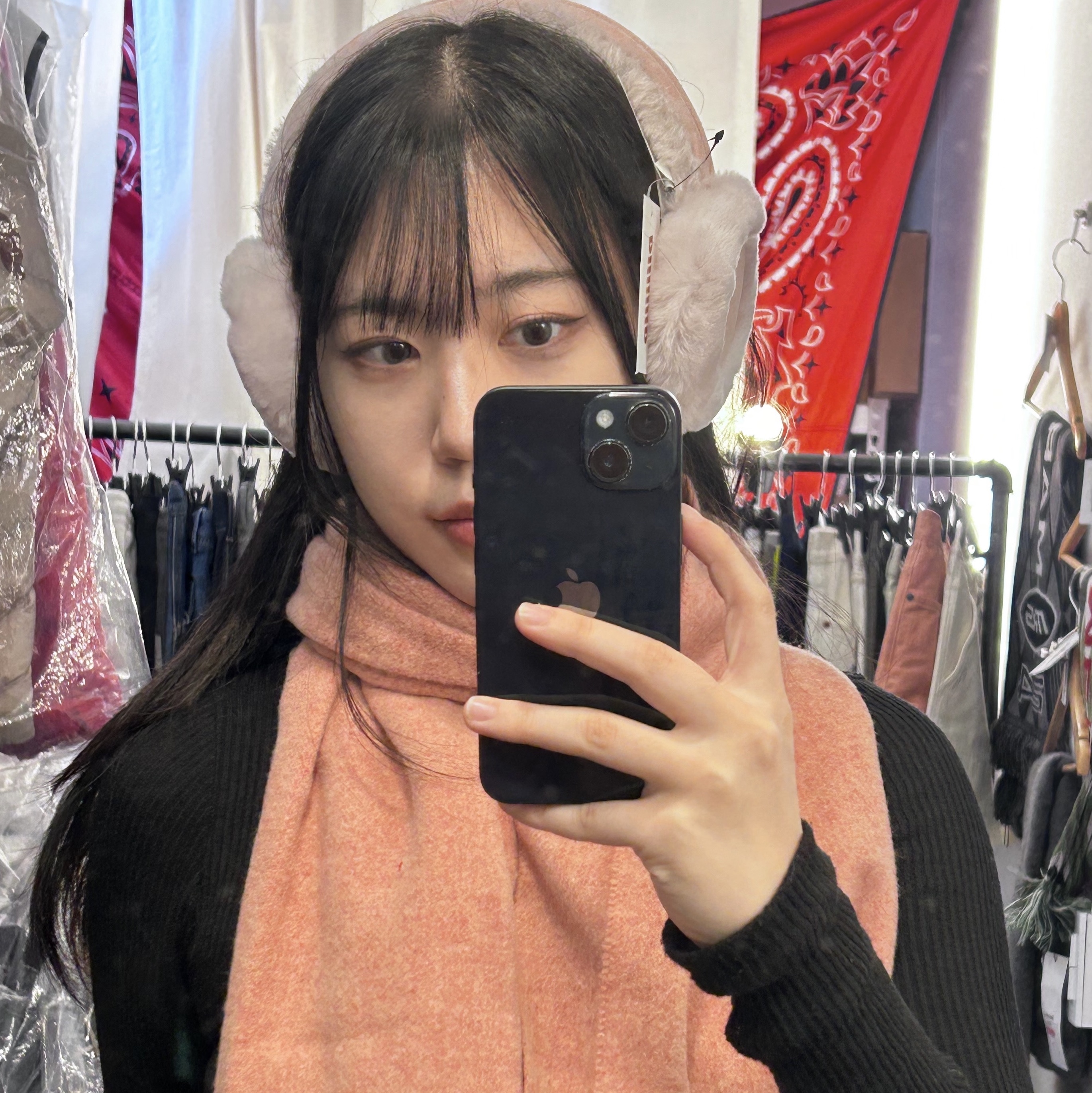 (W) UGG Embroidered Logo Earmuff Chestnut, The North Face 1996 Eco Nuptse Jacket Brown 착용 스타일 - 4