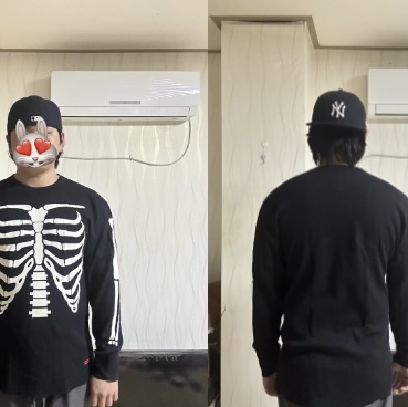 Supreme Hanes Bones Thermal Crew Black (1 Pack) 착용 스타일 - 1