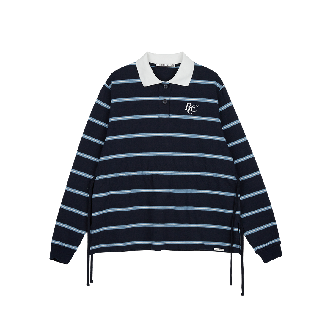 로씨로씨 RCC 스트라이프 버튼 카라 럭비 롱슬리브 티셔츠 네이비(ROCCI ROCCI RCC Stripe Button Collar Long Sleeve T-shirt Navy) - 2