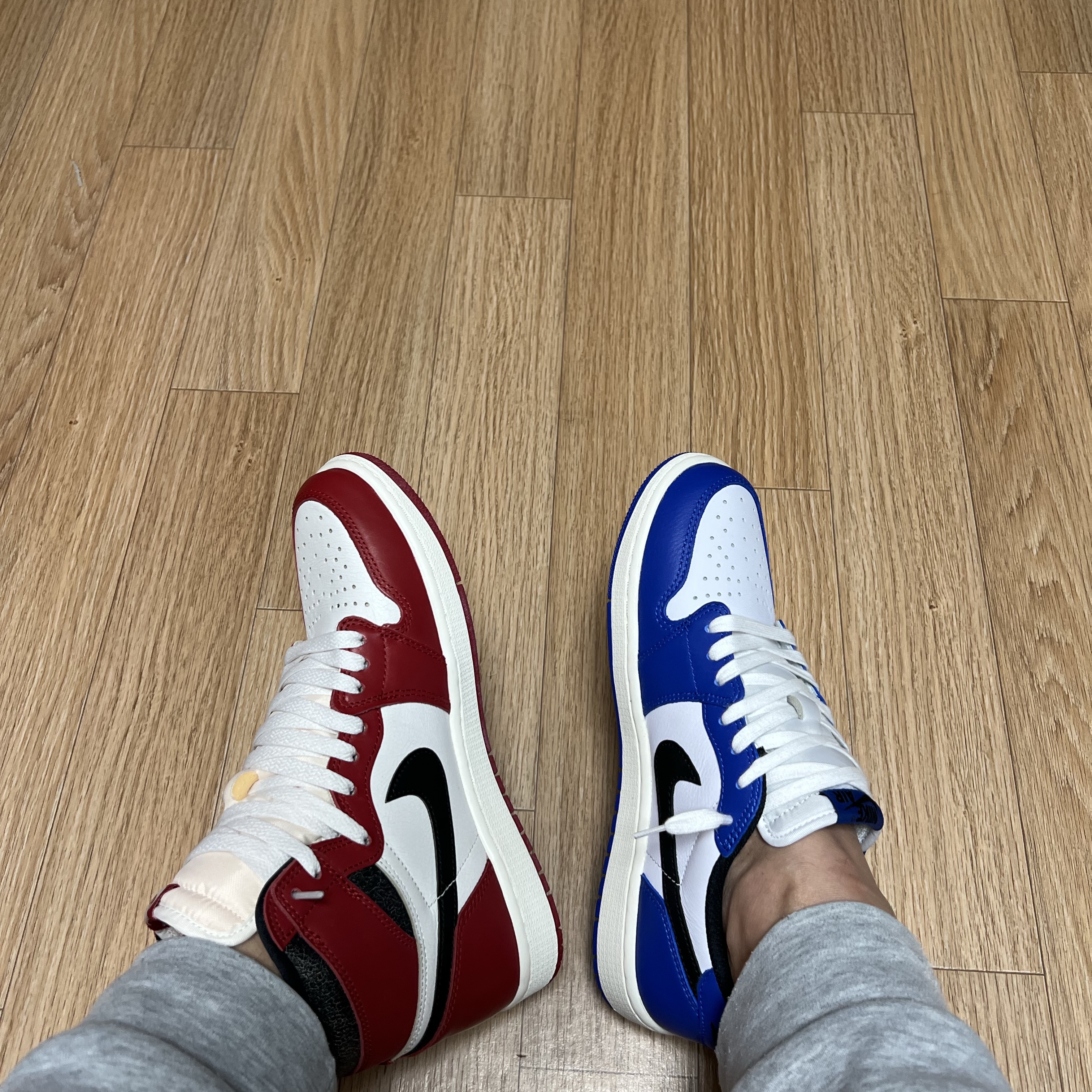 Jordan 1 Retro High OG Chicago 2022, Jordan 1 Retro Low OG Game Royal 착용 스타일 - 1