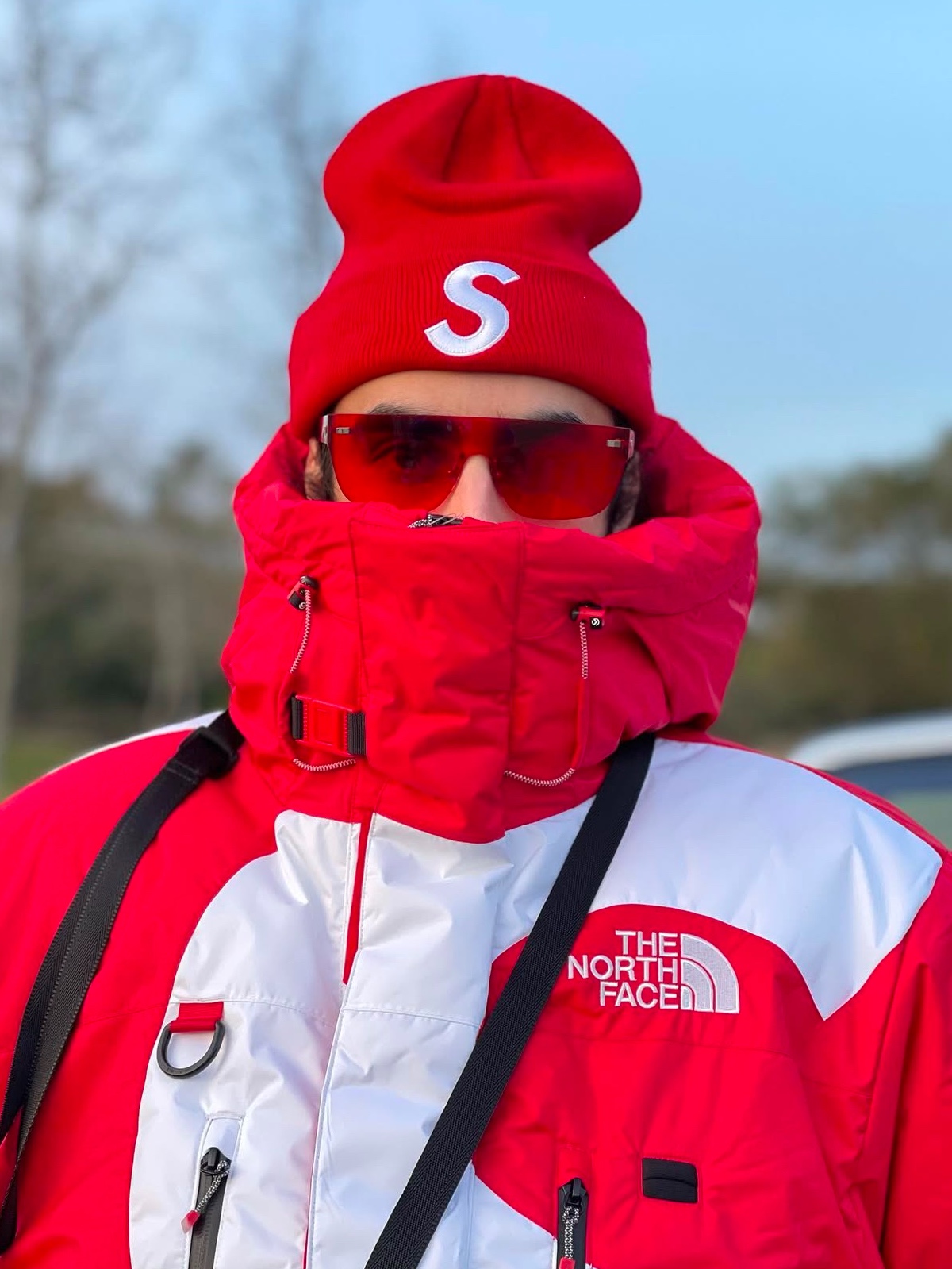 Supreme x The North Face S Logo Summit Series Himalayan Parka Red - 20FW 착용 스타일 - 1