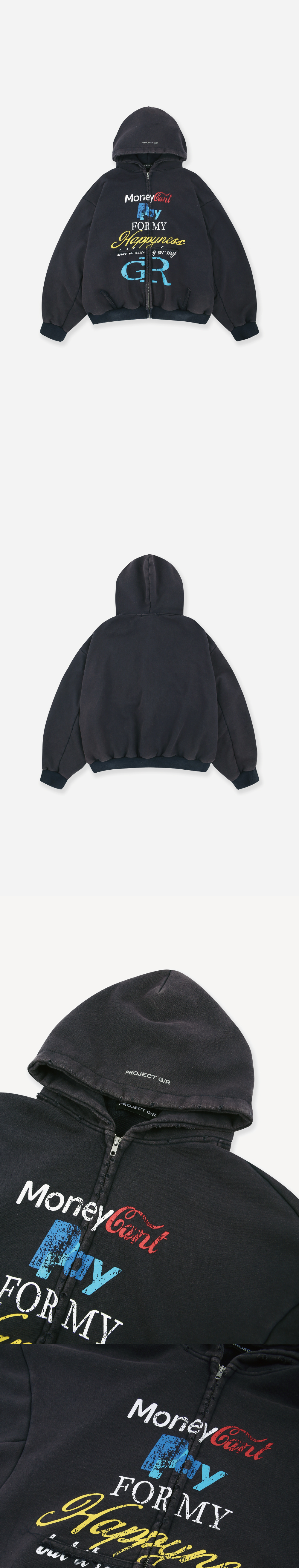 ★韓国の人気★【Project G/R】★Happiness Zip Hoodie★Navy★ Project G/R 'Happiness' Zip Up Hoodie – Showroom LA