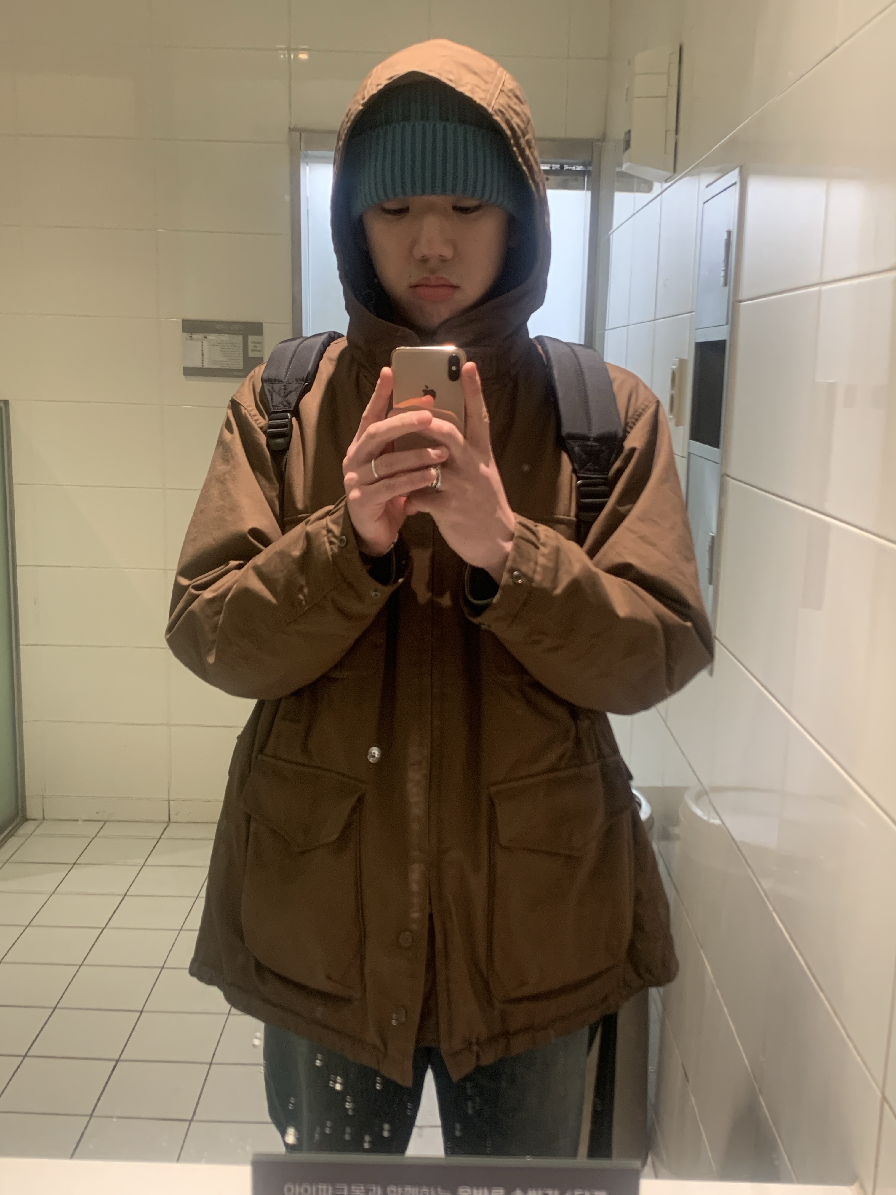 Uniqlo x Engineered Garments Pufftech Utility Jacket Brown, Dr. Martens Ramsey Monk Suede Black 착용 스타일 - 7