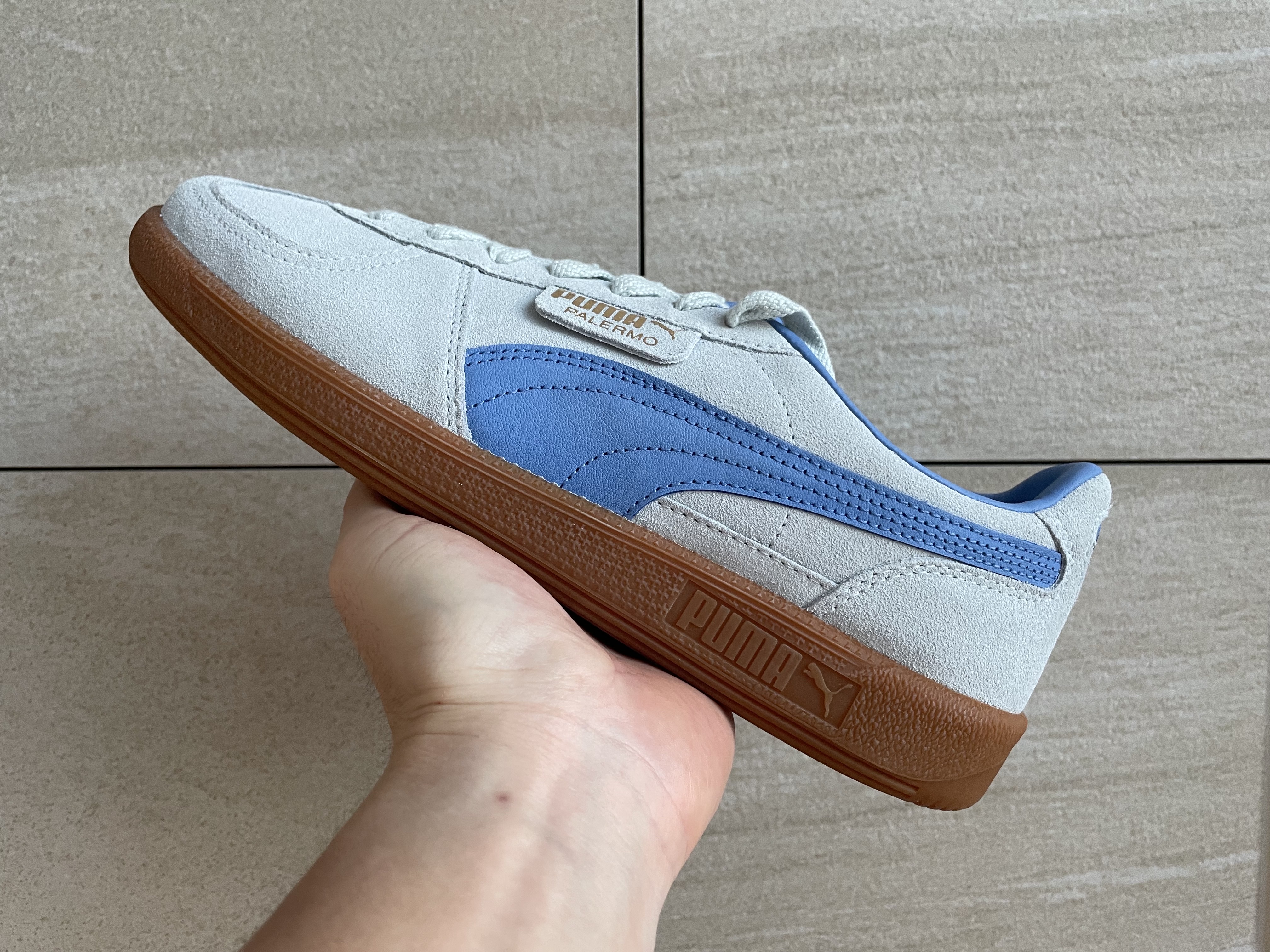 Puma Palermo Dewdrop Blue Skies 착용 스타일