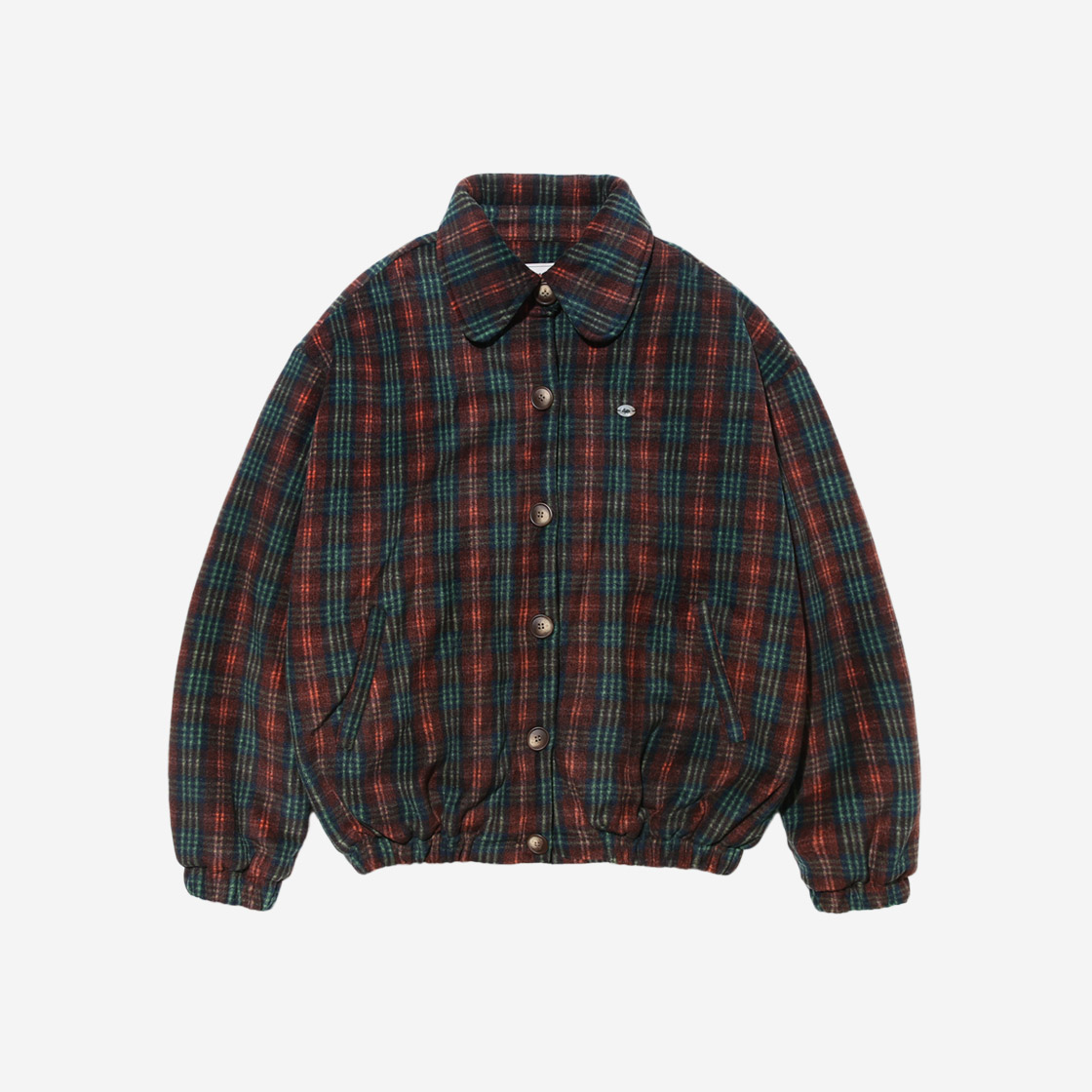 키지코 그랜마 웜 체크점퍼 레드 그린(KIJIKO Granma Worm Check Jumper Red Green)