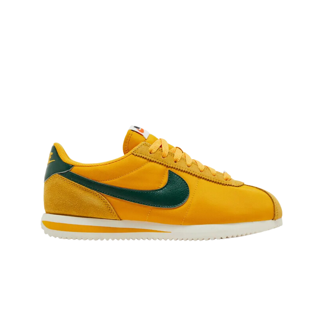 (W) 나이키 코르테즈 텍스타일 옐로우 오커 세이프티 오렌지((W) Nike Cortez Textile Yellow Ochre Safety Orange)