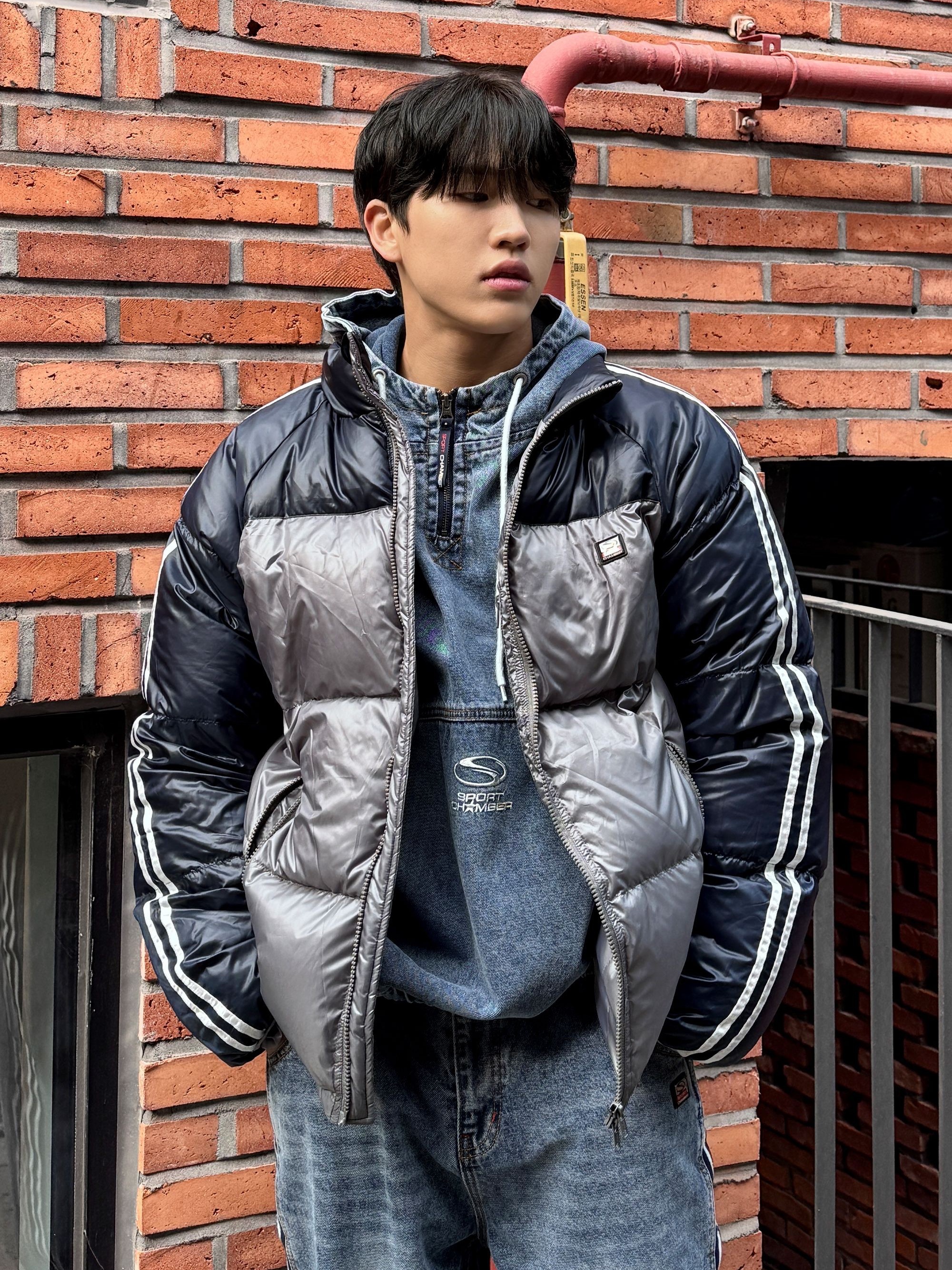 SPORT CHAMBER SC Track Denim Anorak Blue, SPORT CHAMBER SC Track Denim Pants Blue 착용 스타일 - 1
