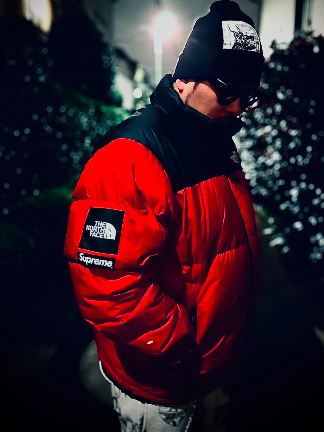 Supreme x The North Face Nuptse Jacket Red - 24FW 착용 스타일