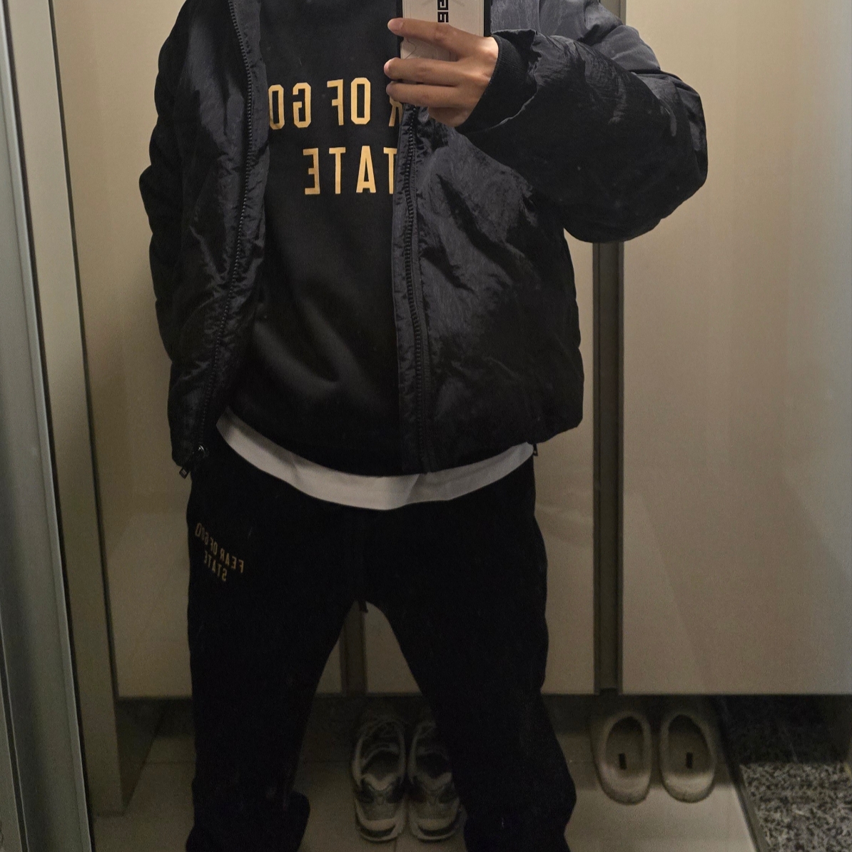 Essentials Fleece Essential State Sweatpant Black - 24FW, Essentials Fleece State Hoodie Black - 24FW 착용 스타일