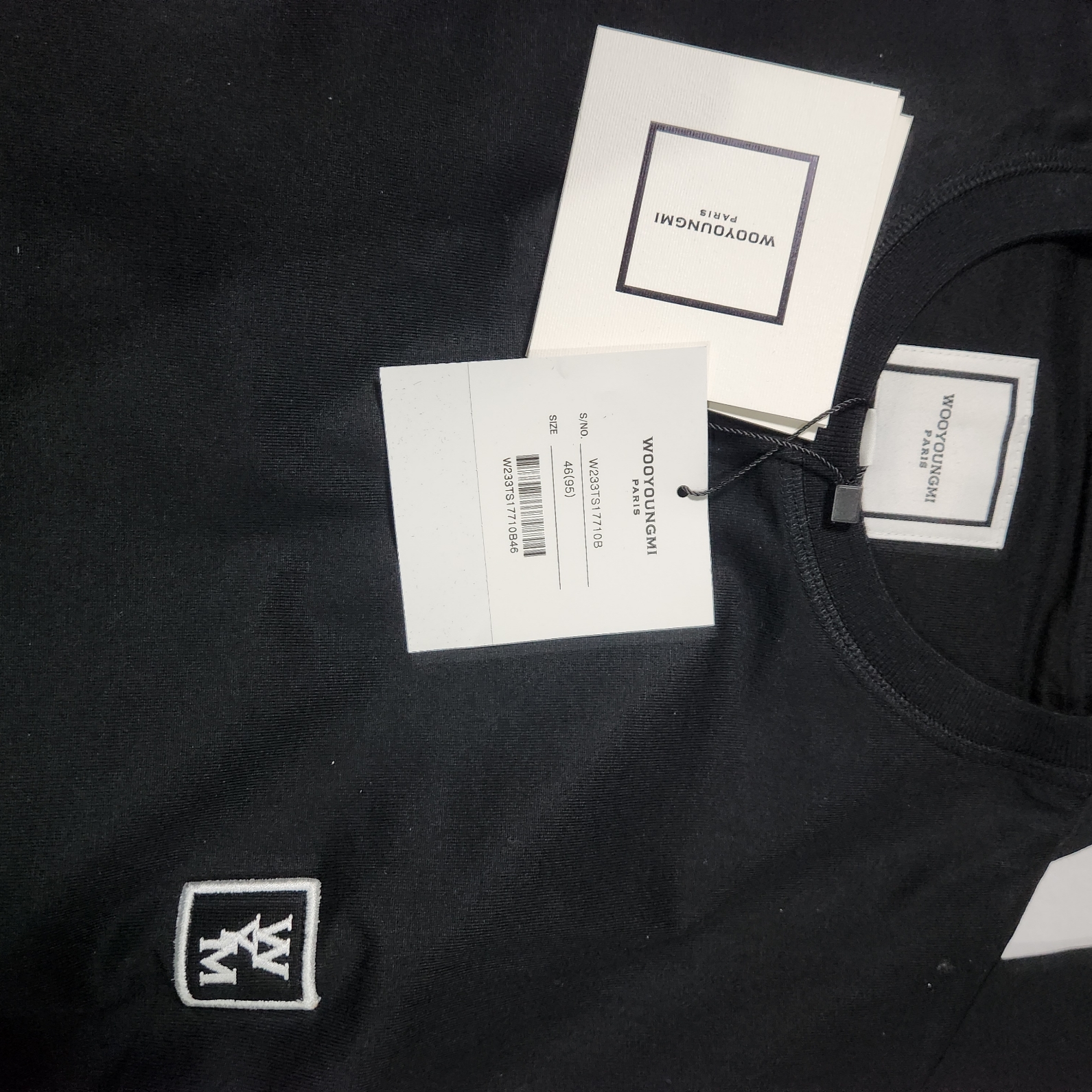 Wooyoungmi Cotton Back Logo Long Sleeve T-Shirt Black - 23FW 착용 스타일 - 1