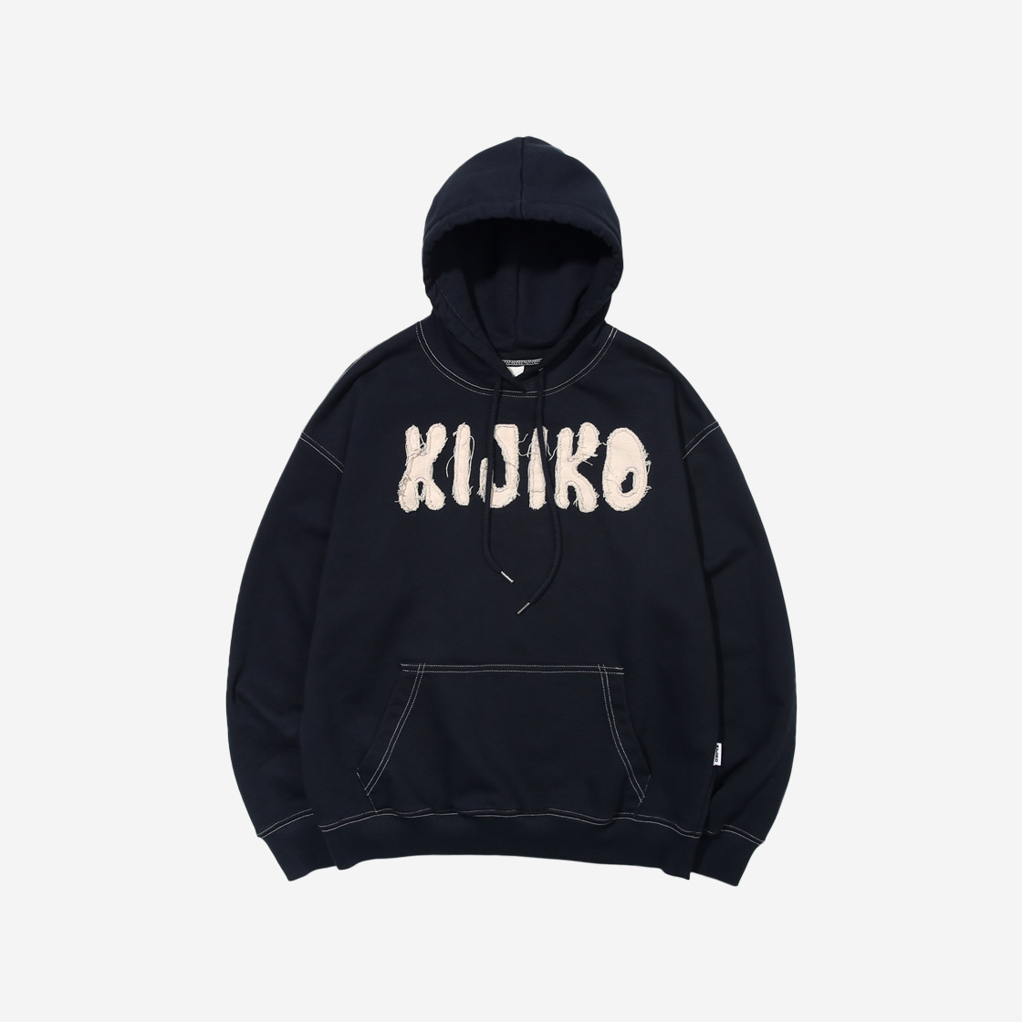 키지코 아플리케 그런지 후디 네이비(KIJIKO Appliqué Grunge Hoodie Navy)