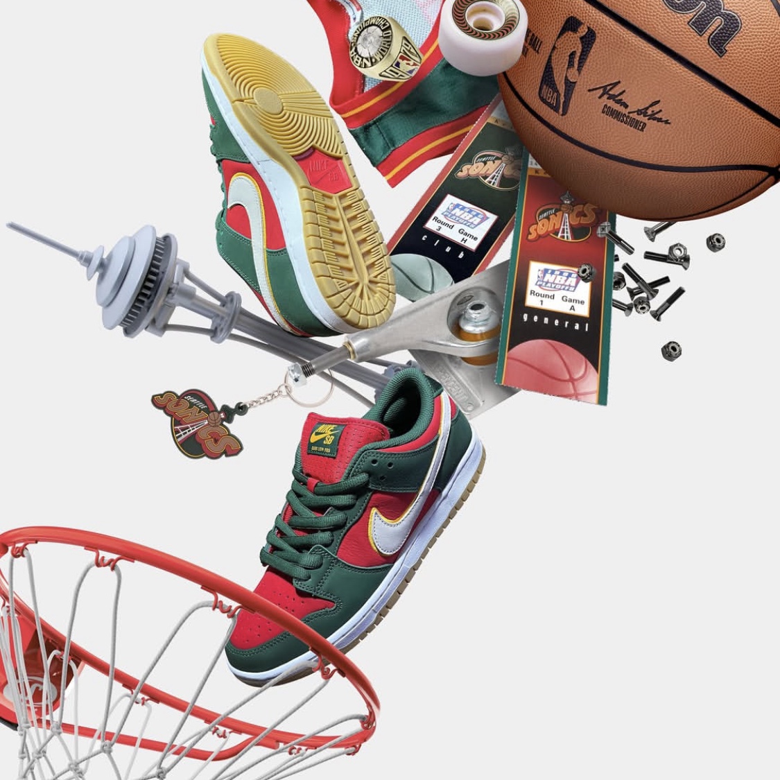 Nike SB Dunk Low Pro Premium Fir and Fire Red 착용 스타일 - 2