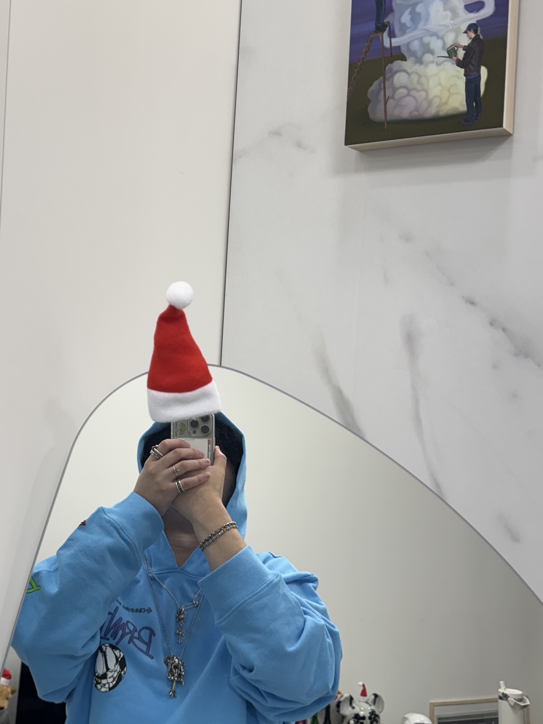 Chrome Hearts Matty Boy Brain New Hoodie Blue 착용 스타일