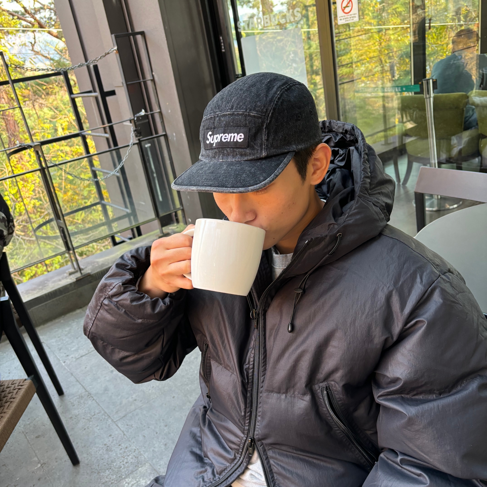 Supreme Denim Camp Cap Black - 24FW 착용 스타일