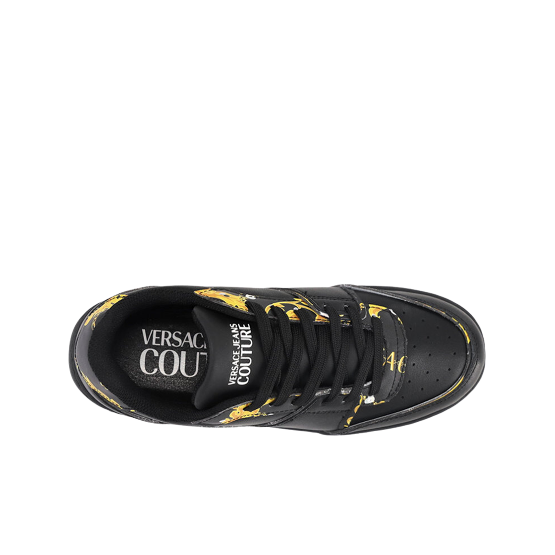 (W) 베르사체 진 꾸뛰르 바로코 프린트 스니커즈 블랙 골드((W) Versace Jeans Couture Barocco Print Sneakers Black Gold) - 2