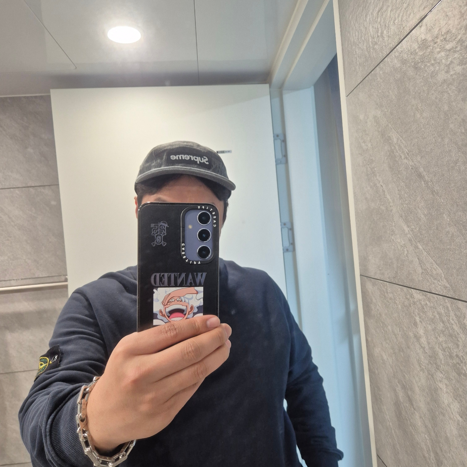 Supreme Coated Denim Camp Cap Black - 24SS 착용 스타일
