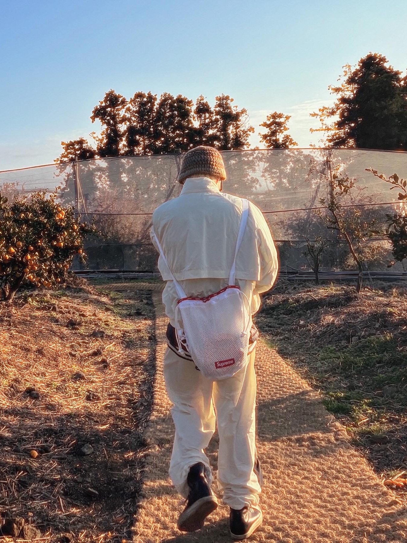 Supreme Mesh Small Backpack White - 23SS, Rick Owens Lido Sneakers Black Milk 착용 스타일