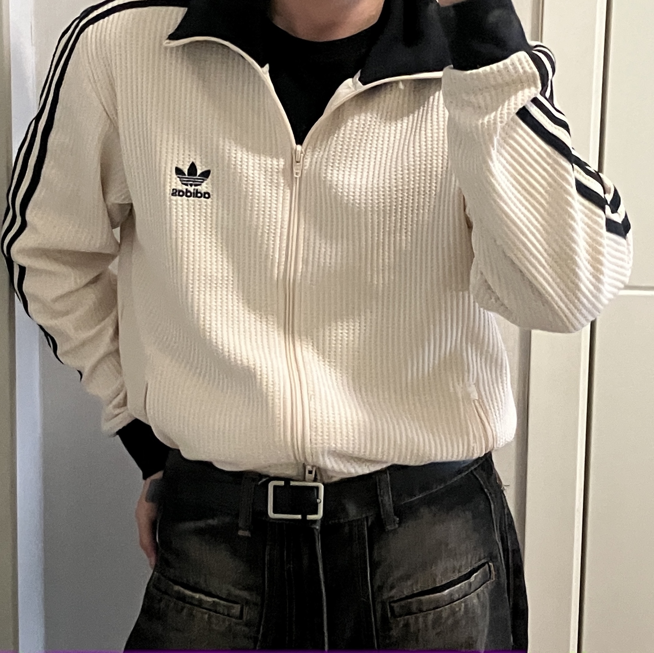 Adidas Waffle Beckenbauer Track Top Wonder White - KR Sizing 착용 스타일