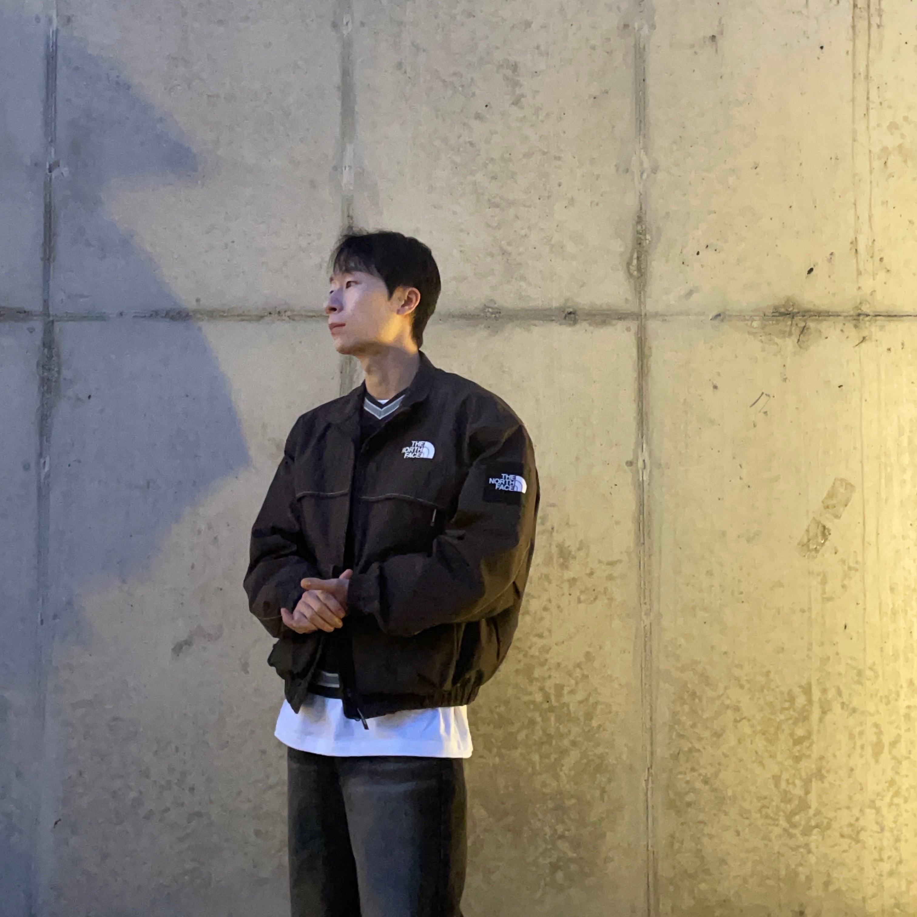 The North Face White Label Neilton Jacket Dark Brown 착용 스타일