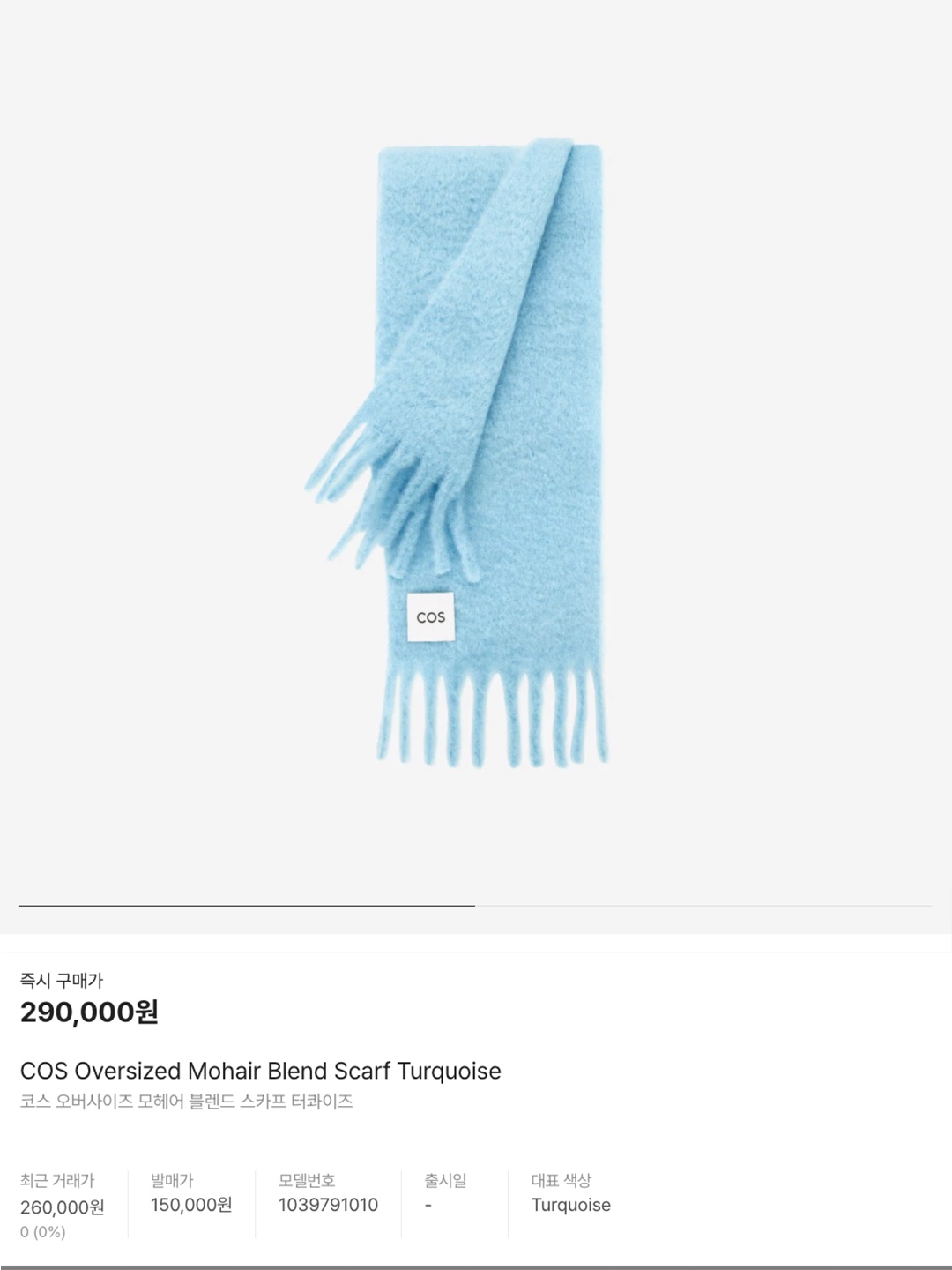 COS Oversized Mohair Blend Muffler Turquoise, Loewe Wool and Mohair Muffler White 착용 스타일 - 3