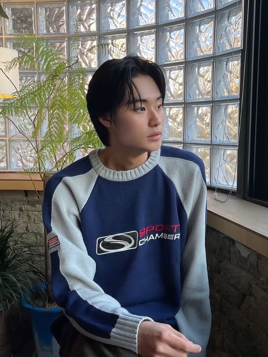 SPORT CHAMBER SC Flash Raglan Sweater Navy 착용 스타일 - 1