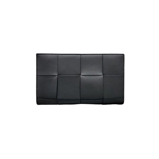 Bottega Veneta Intrecciato Cassette Zip Around Wallet Black