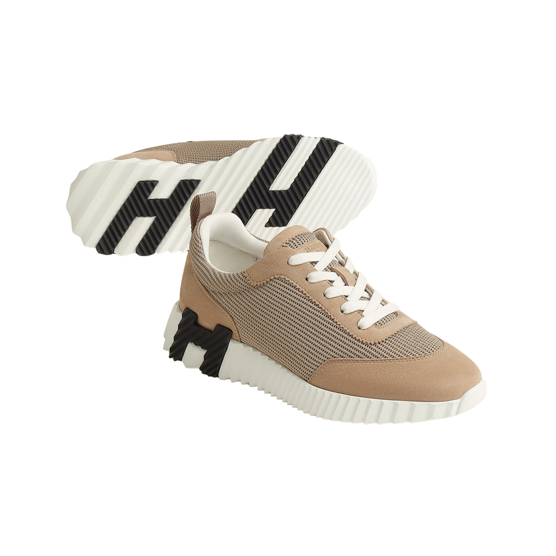 (W) 에르메스 바운싱 스니커즈 텍스쳐드 메쉬 스웨이드 고트스킨 & 베쥬 까멜((W) Hermes Bouncing Sneakers Textured Mesh Suede Goatskin & Beige Camel) - 2