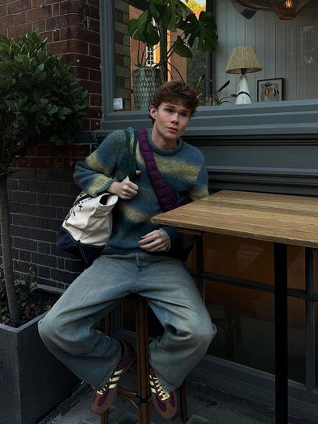 Millo Archive Multi Stripe Mohair Knit Pink, Cav Empt 3 Colour Stripe Knit Charcoal - 24SS 착용 스타일 - 5