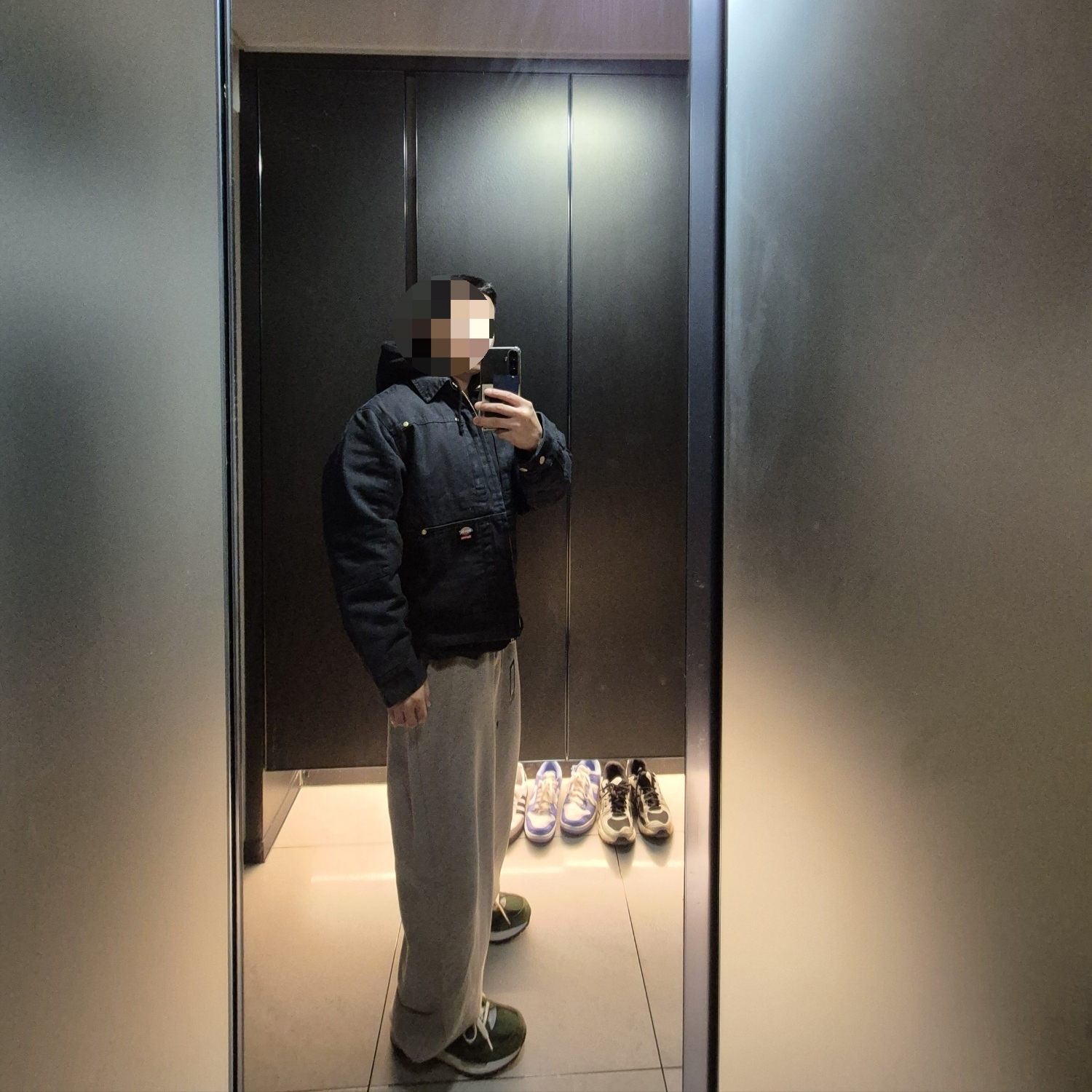 Supreme x Dickies Hooded Work Jacket Black - 24FW, Supreme x Dickies Raglan L/S Top White - 24FW 착용 스타일 - 5