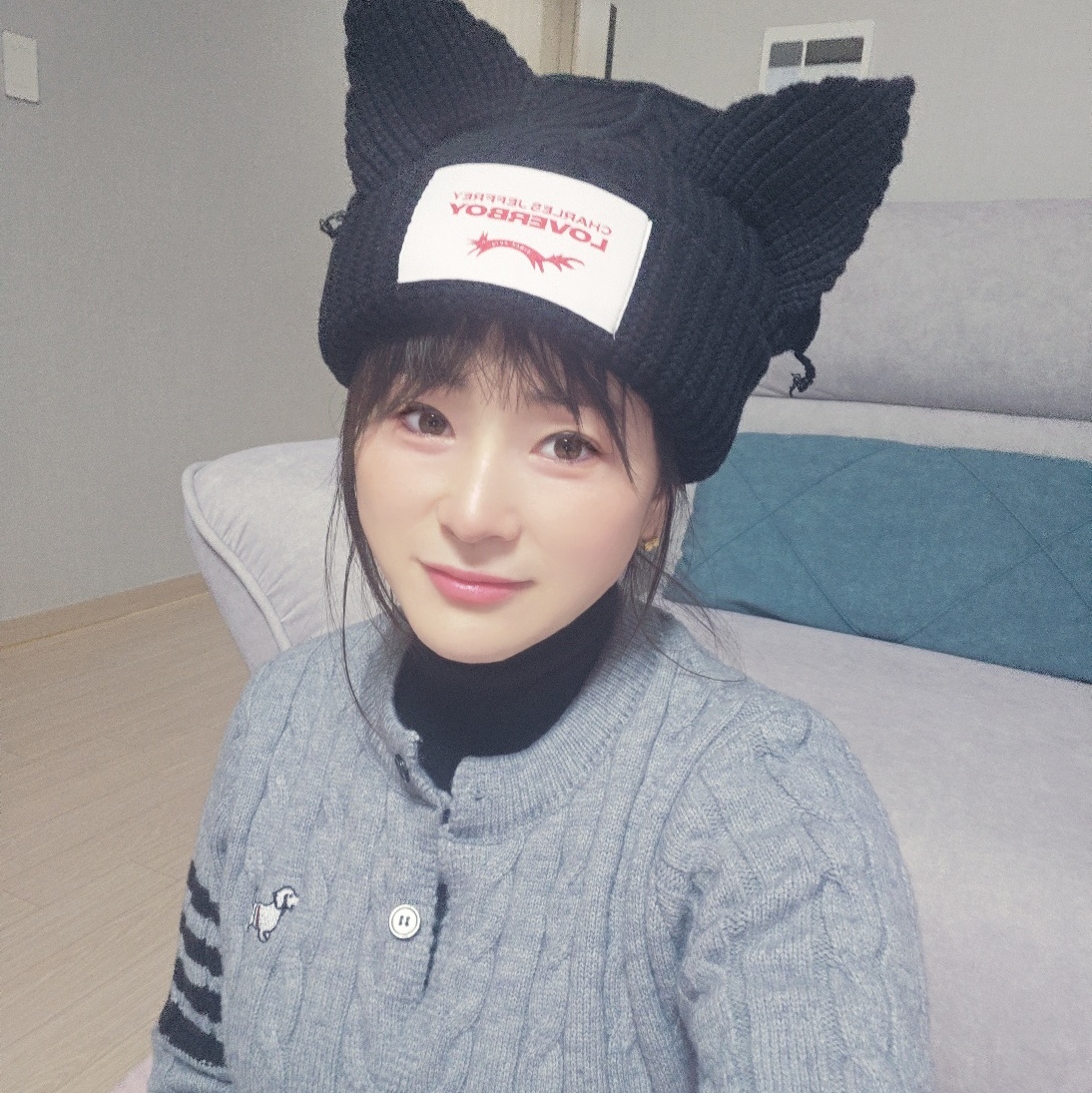 Charles Jeffrey Loverboy Chunky Ears Beanie Black 착용 스타일