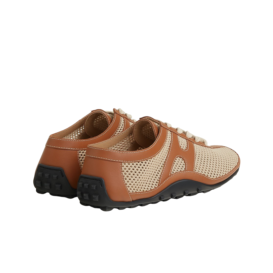 (W) 에르메스 키가 스니커즈 크로셰 니트 카프스킨 & 베쥬 랑 나뛰렐((W) Hermes Kiga Sneaker Crochet Knit Calfskin & Beige Lin Naturel) - 2