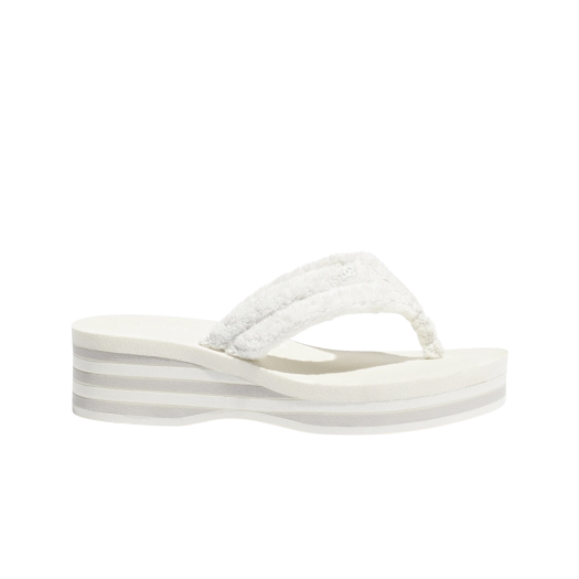 (W) Chanel Thongs Crochet Cotton & White