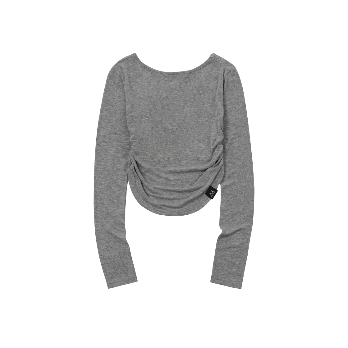 무센트 포시즌 시스루 시그니처 로고 유넥 셔링 티 그레이(MUCENT Signature Logo U-Neck Shirring T Gray) - 2