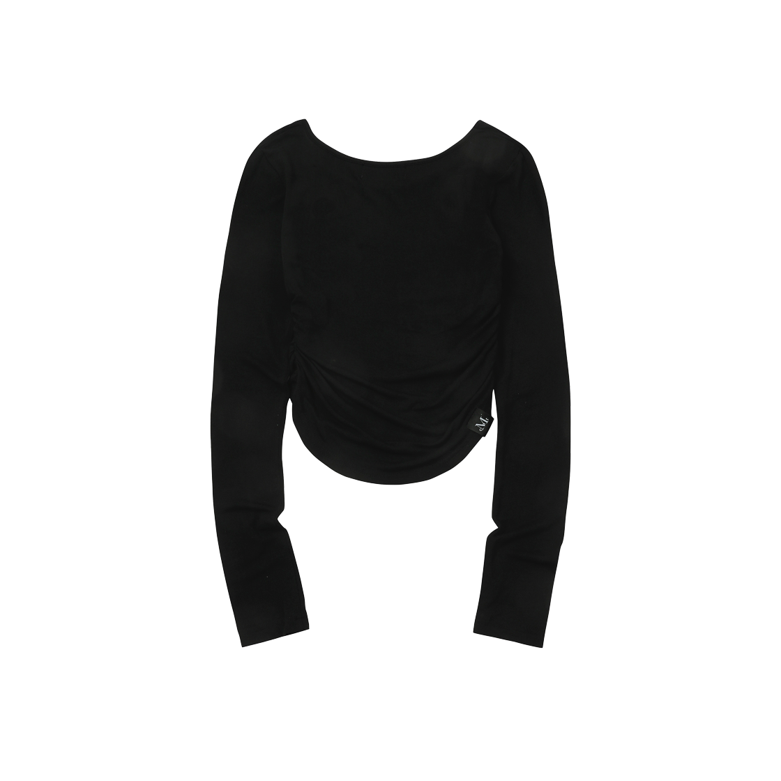 무센트 포시즌 시스루 시그니처 로고 유넥 셔링 티 블랙(MUCENT Signature Logo U-Neck Shirring T Black) - 2
