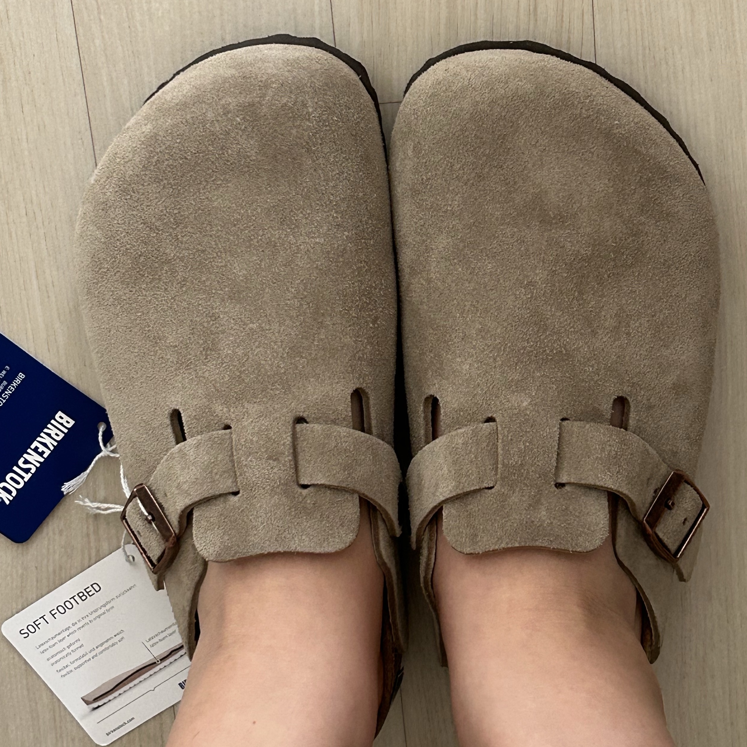 Birkenstock Boston Soft Footbed Taupe - Regular 착용 스타일