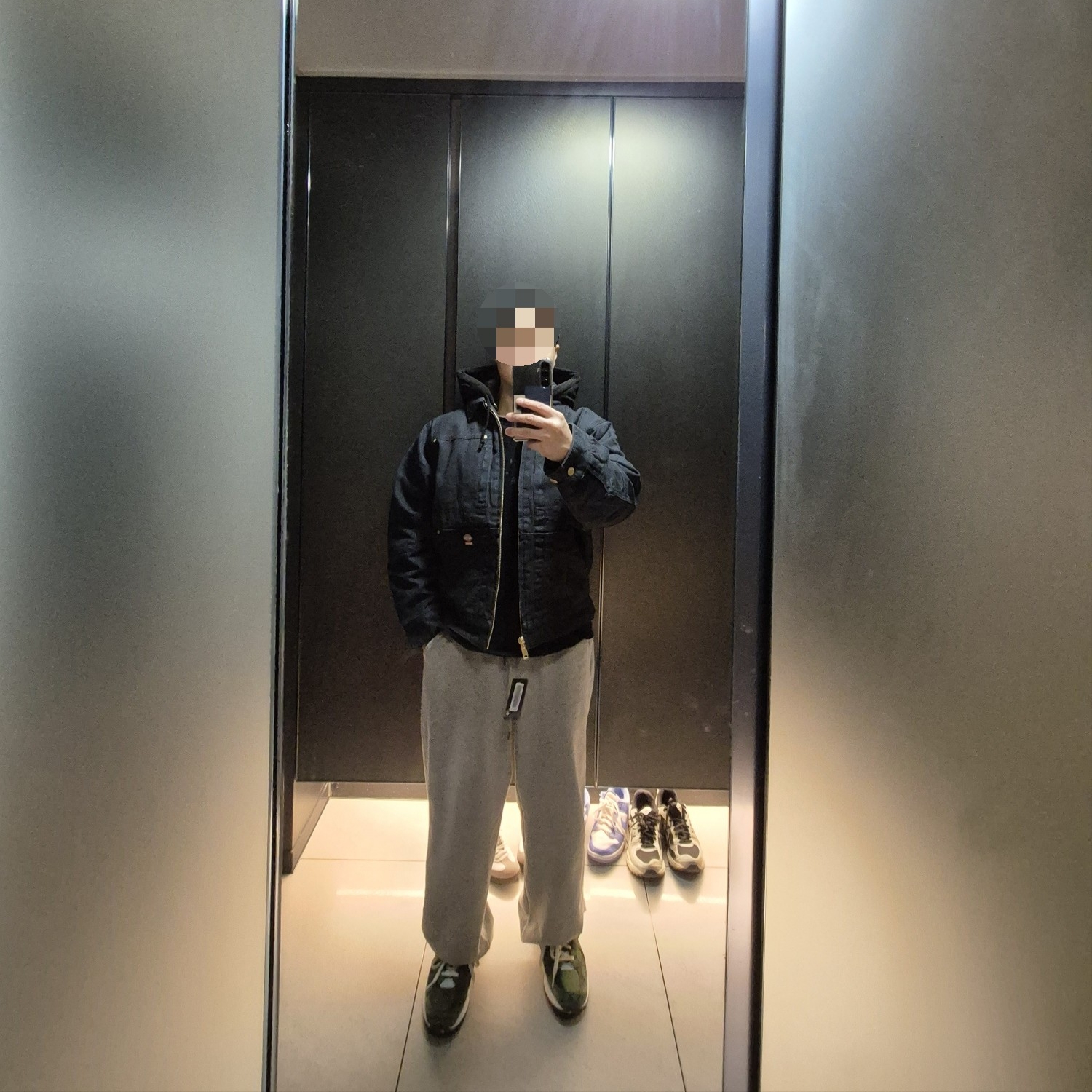 Supreme x Dickies Hooded Work Jacket Black - 24FW, Supreme x Dickies Raglan L/S Top White - 24FW 착용 스타일 - 2