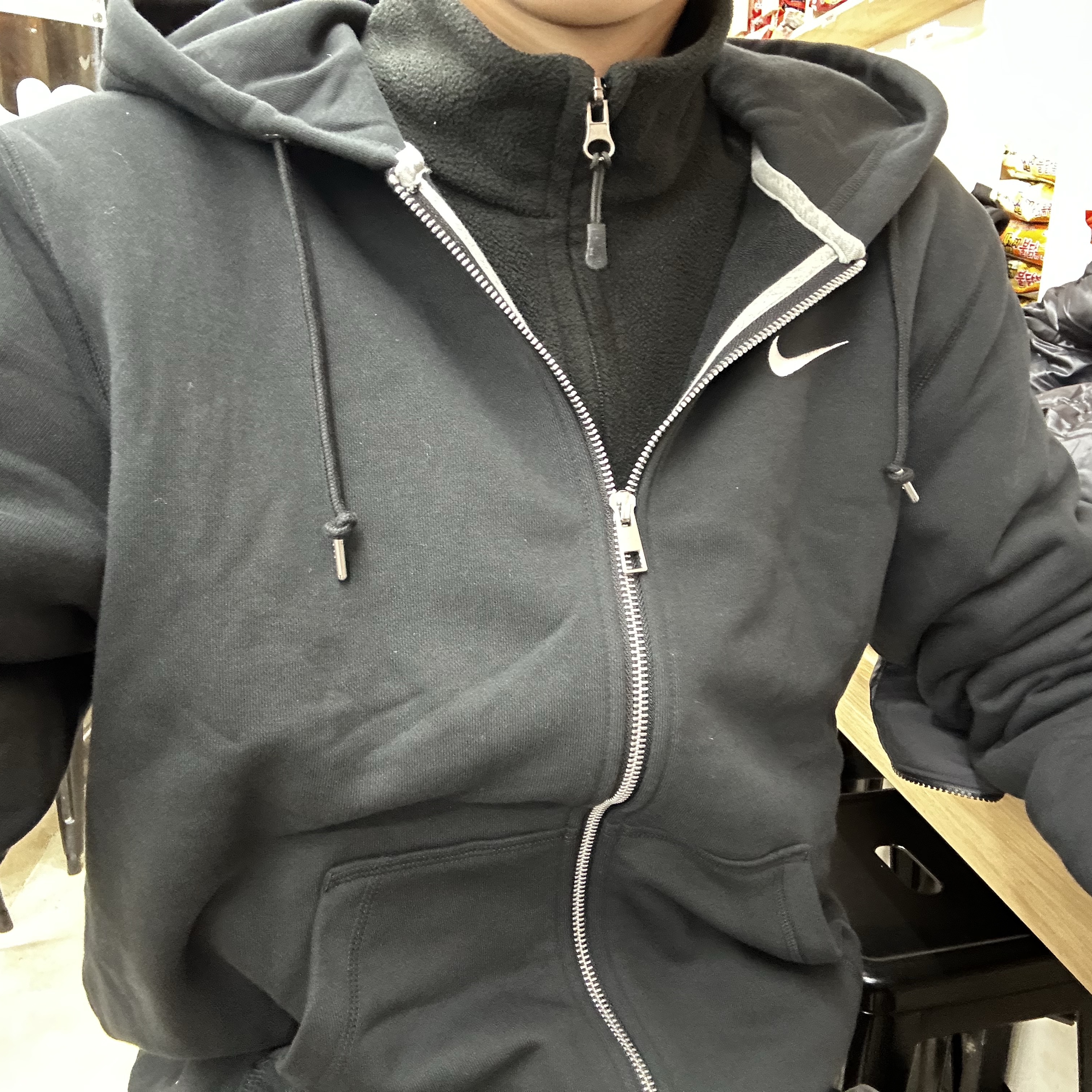 Nike NSW Classic Full Zip Hoodie Black - Asia 착용 스타일