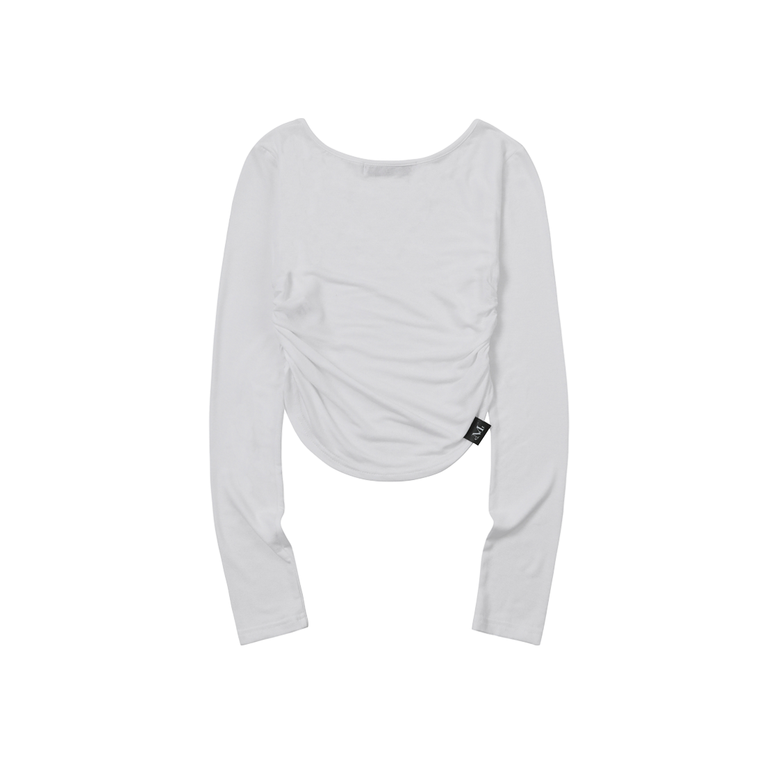 무센트 포시즌 시스루 시그니처 로고 유넥 셔링 티 화이트(MUCENT Signature Logo U-Neck Shirring T White) - 2