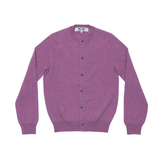 Play Comme des Garcons Small Red Heart On The Sleeves Cardigan Purple