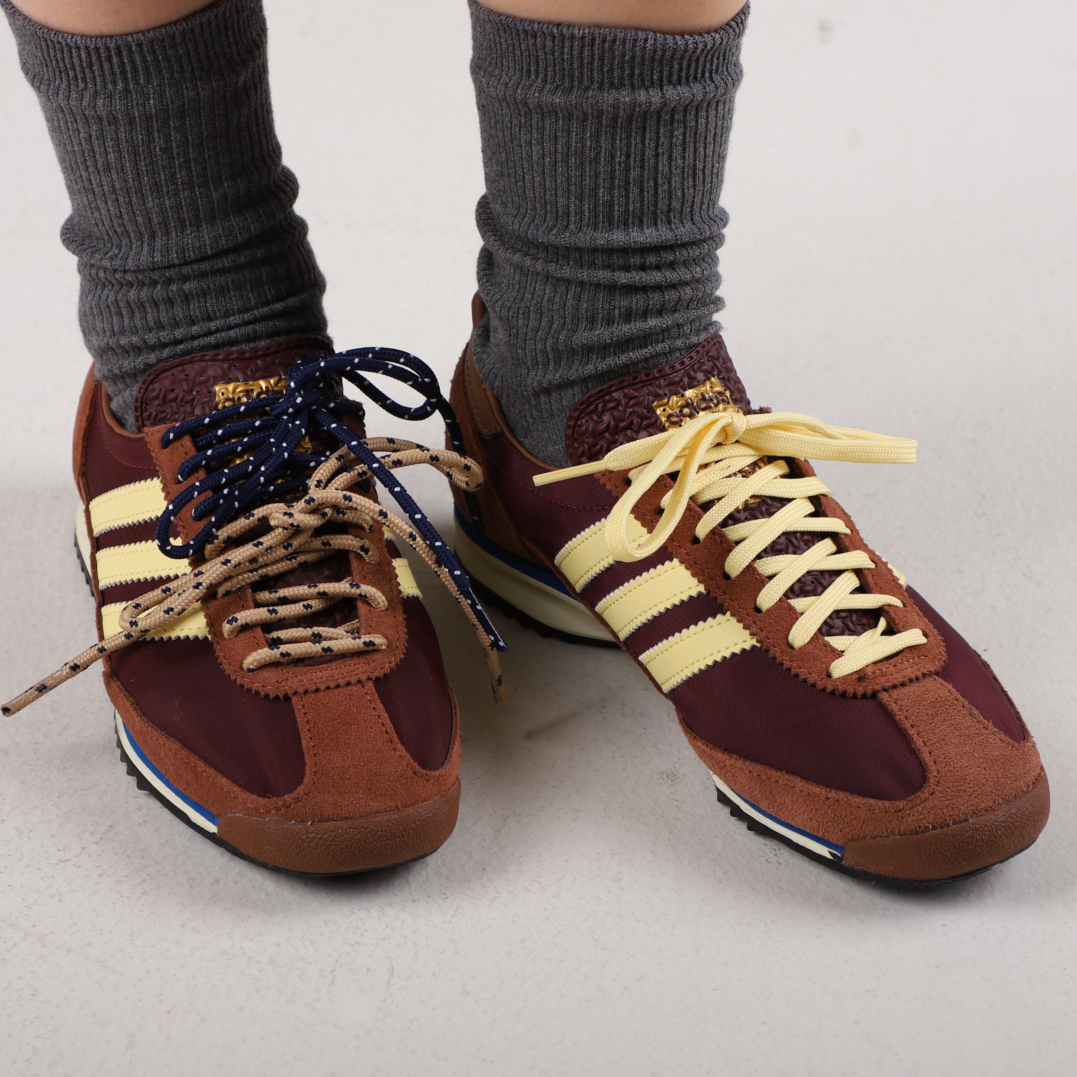 (W) Adidas SL 72 OG Maroon Almost Yellow 착용 스타일 - 2