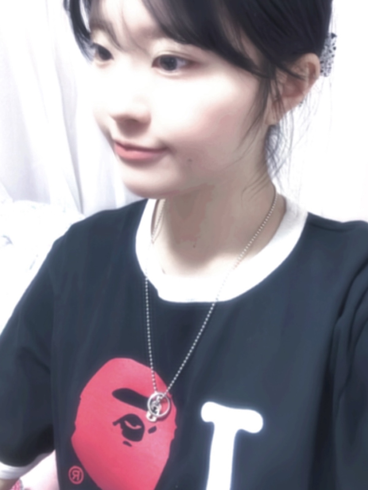 BAPE I Love BAPE T-Shirt Black 착용 스타일 - 1