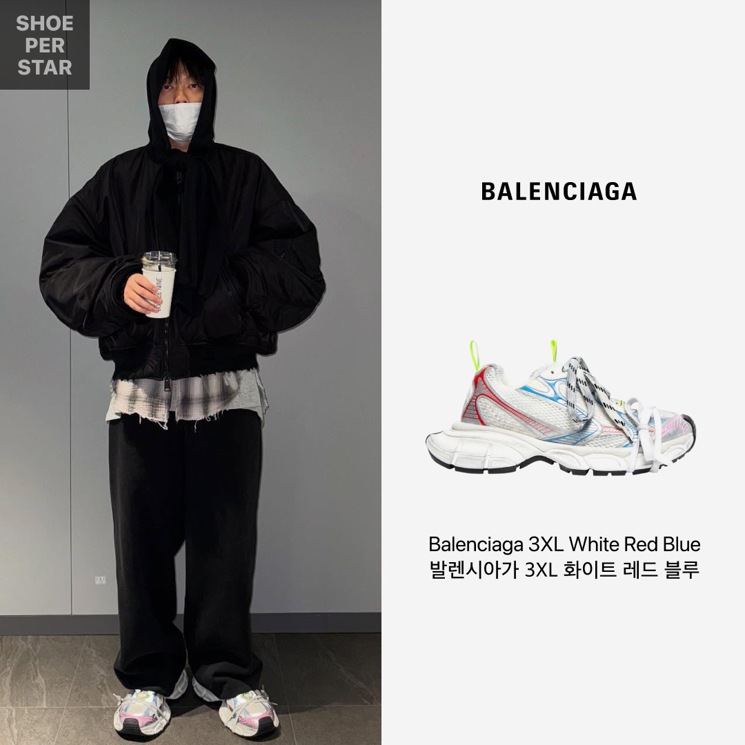 Balenciaga 3XL Sneakers White Red Blue 착용 스타일 - 1