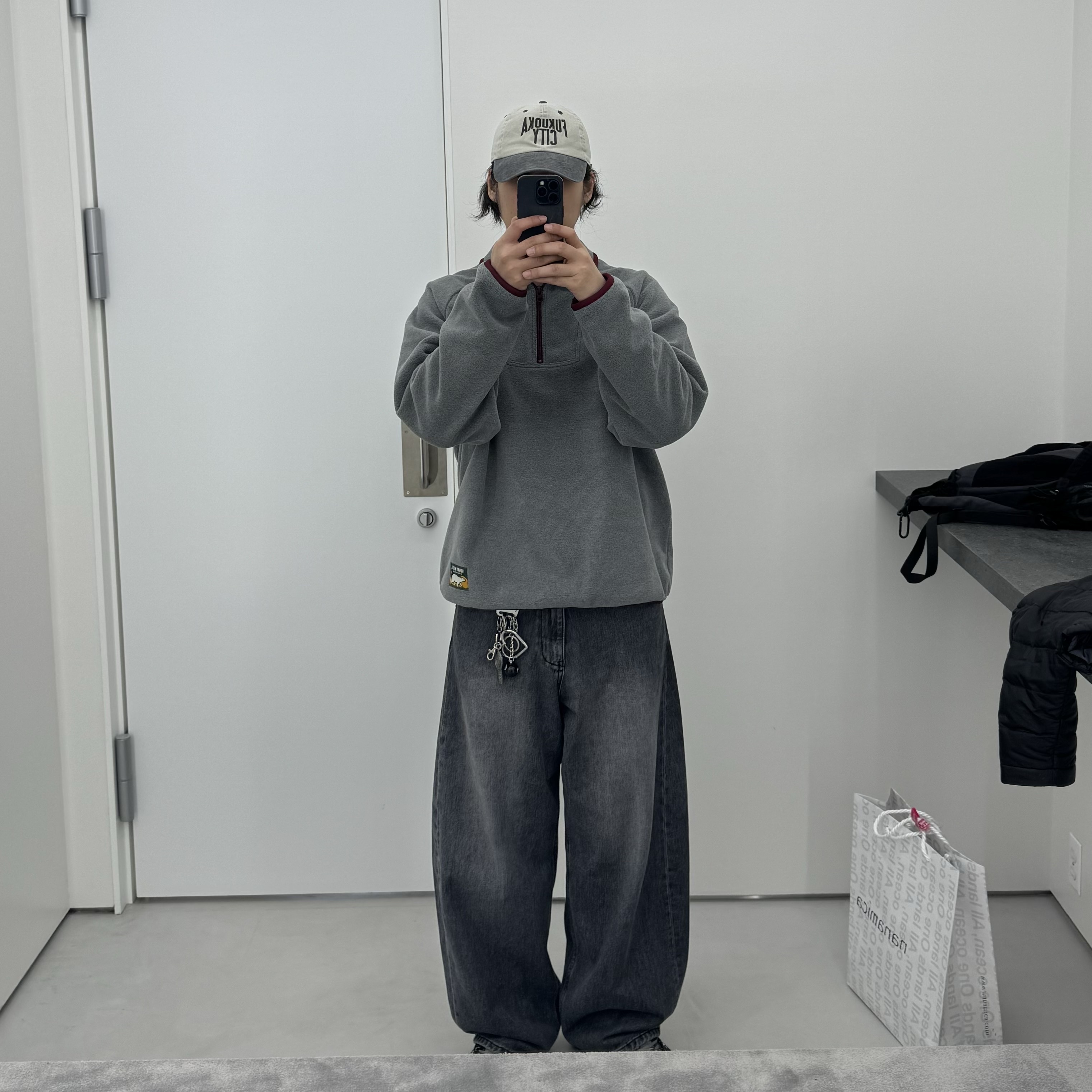 Human Made Fleece Half-Zip Pullover Gray 착용 스타일