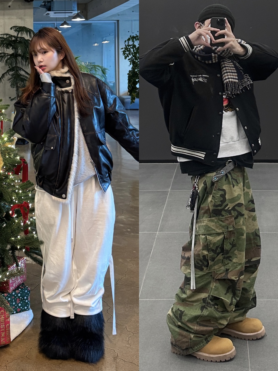 (W) Mischief Alien Down Jacket Khaki, Adidas Samba Classic Core Black 착용 스타일 - 3