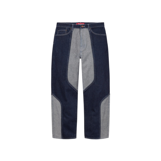 Supreme 2-Tone Paneled Baggy Jean Blue - 24FW